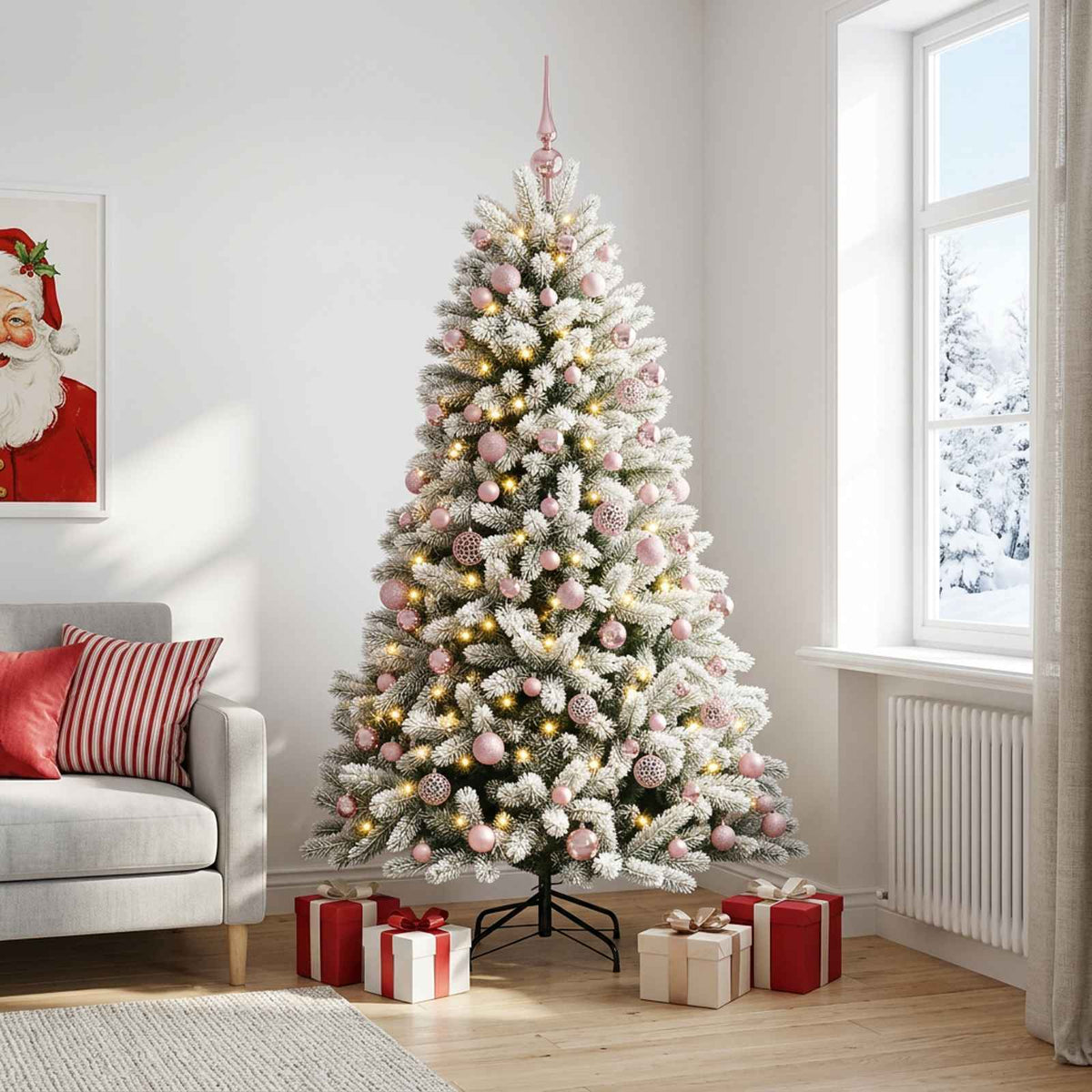 vidaXL Artificial Christmas Tree with Bauble 180 cm 300 LEDs 3