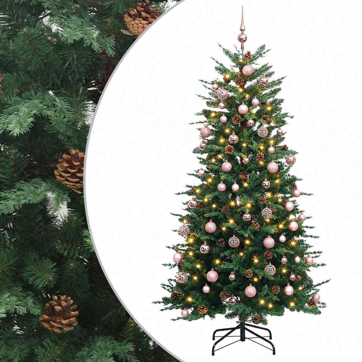 vidaXL Artificial Hinged Christmas Tree 240 cm 300 LEDs Warm White 2