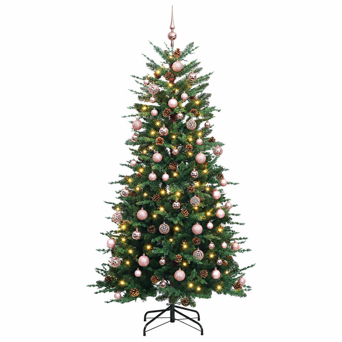 vidaXL Artificial Hinged Christmas Tree 240 cm 300 LEDs Warm White 4