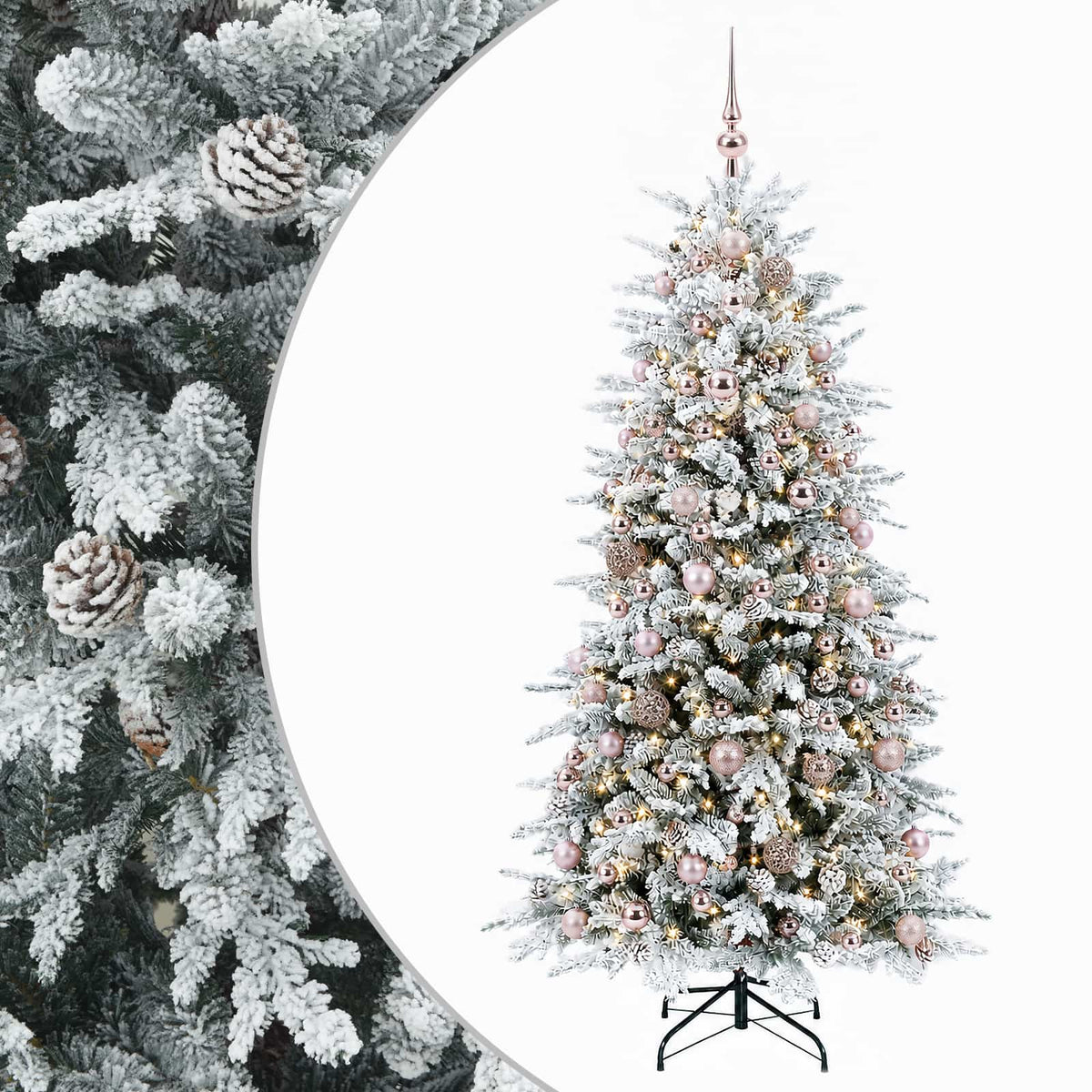 vidaXL Artificial Hinged Christmas Tree 240 cm 300 LEDs Warm White 2