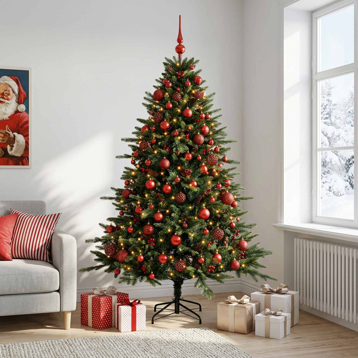 vidaXL Artificial Christmas Tree with Bauble 240 cm 300 LEDs 1