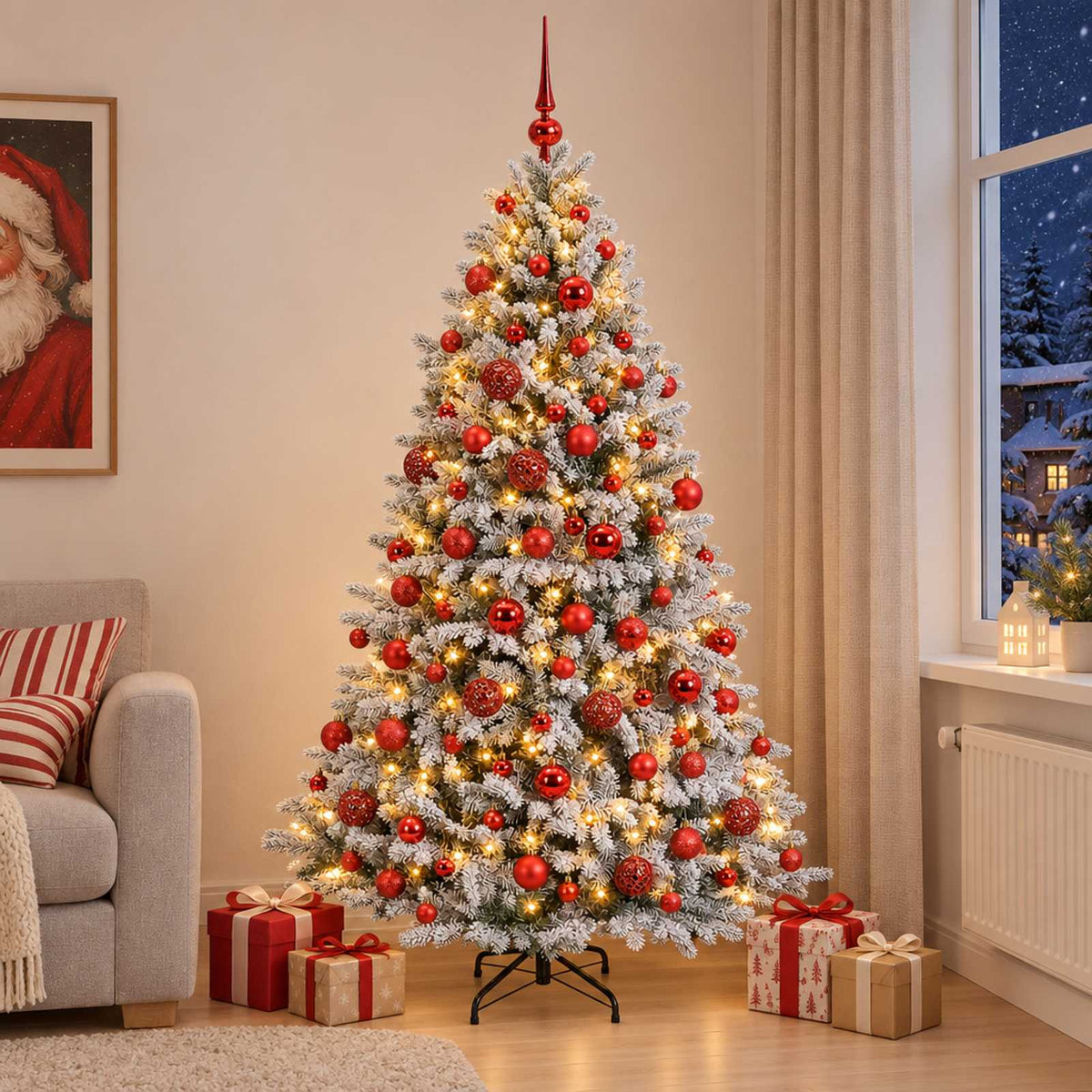 vidaXL Artificial Christmas Tree with Bauble 240 cm 300 LEDs 3