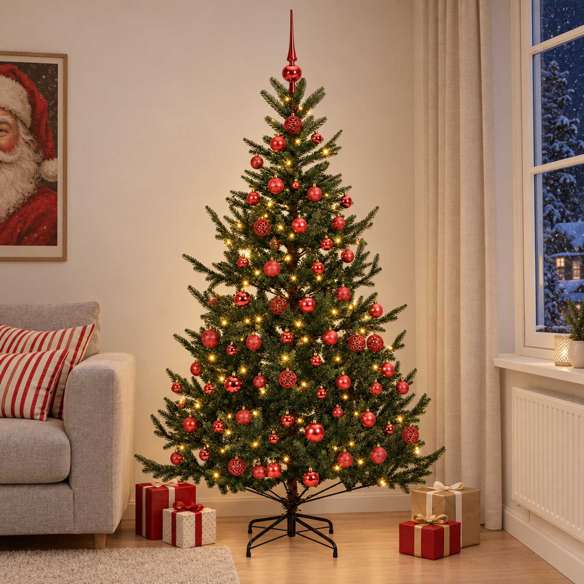 vidaXL Artificial Christmas Tree with Bauble 180 cm 300 LEDs 3