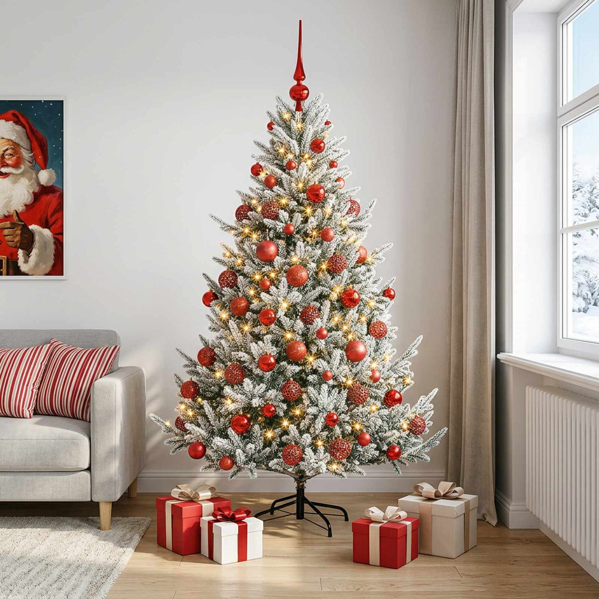vidaXL Artificial Christmas Tree with Bauble 210 cm 300 LEDs 1