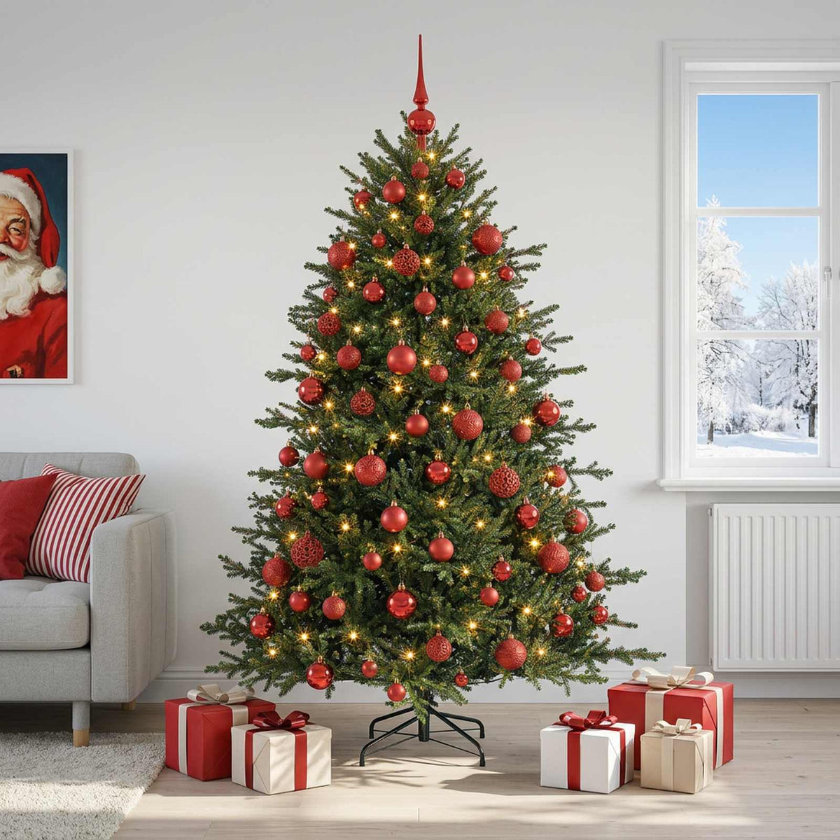 vidaXL Artificial Christmas Tree with Bauble 240 cm 300 LEDs 1