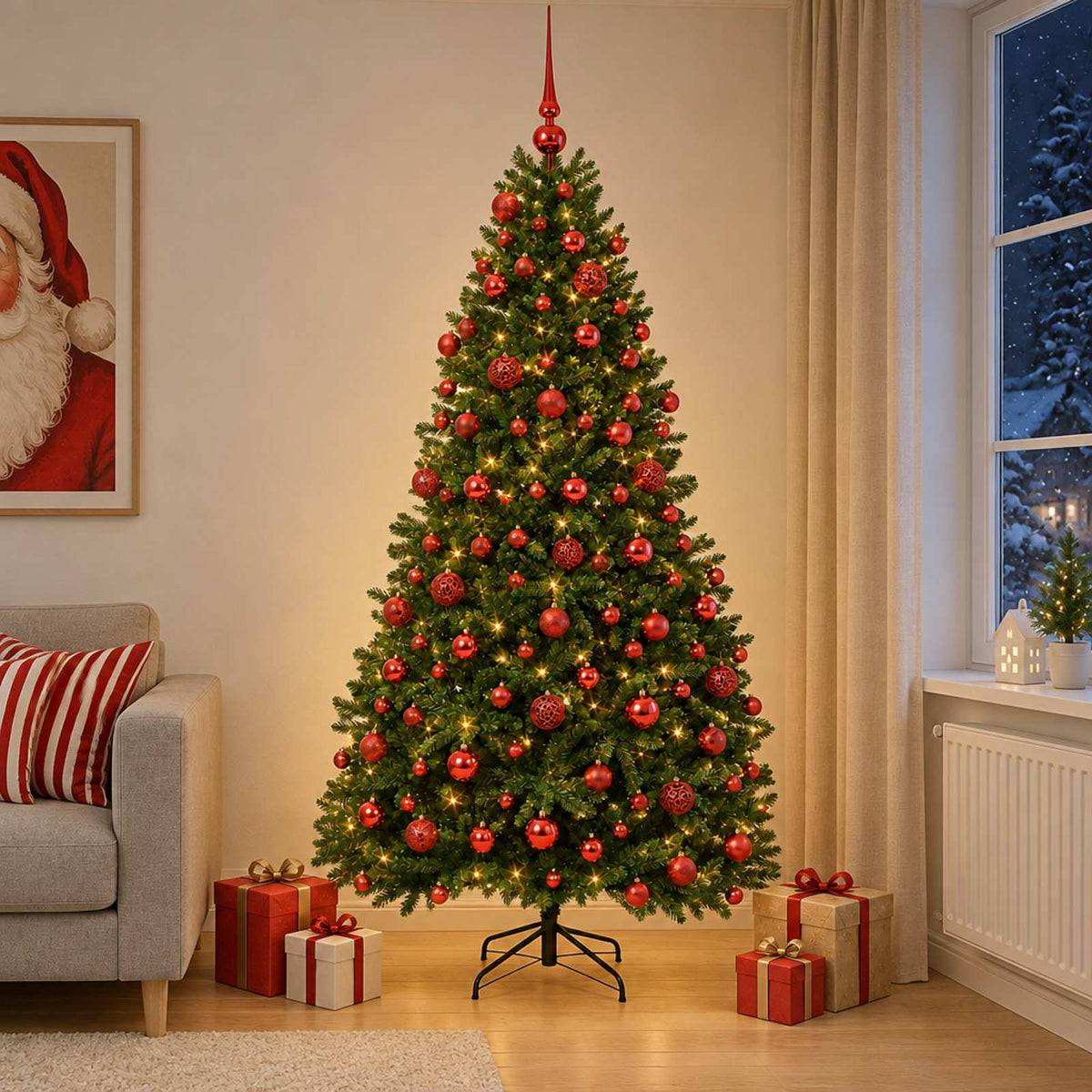 Artificial Christmas Tree Mid-green Bauble LEDs