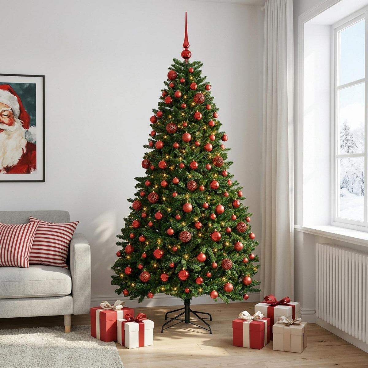 Artificial Christmas Tree Mid-green Bauble LEDs