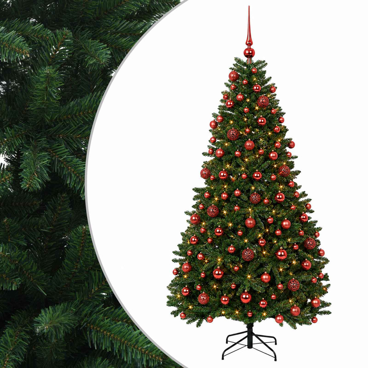 vidaXL Artificial Christmas Tree Mid-green with Bauble 240 cm 300 LEDs 2