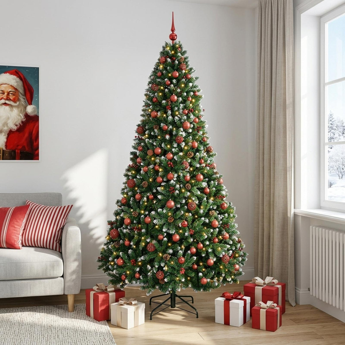 Artificial Christmas Tree Green Bauble LEDs
