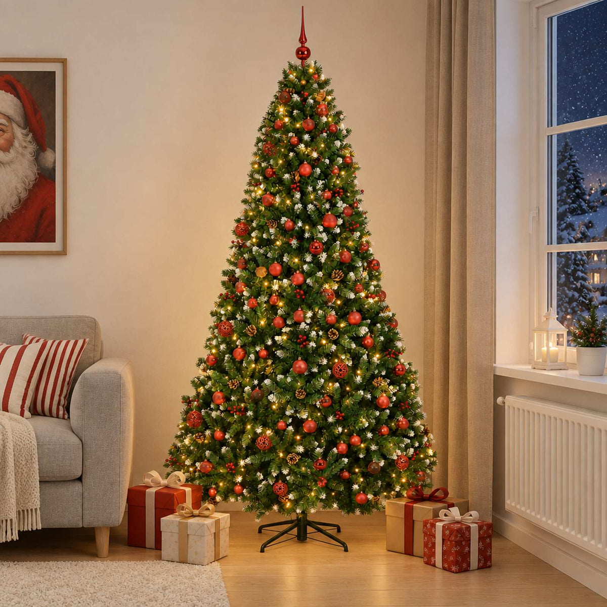Artificial Christmas Tree Green Bauble LEDs