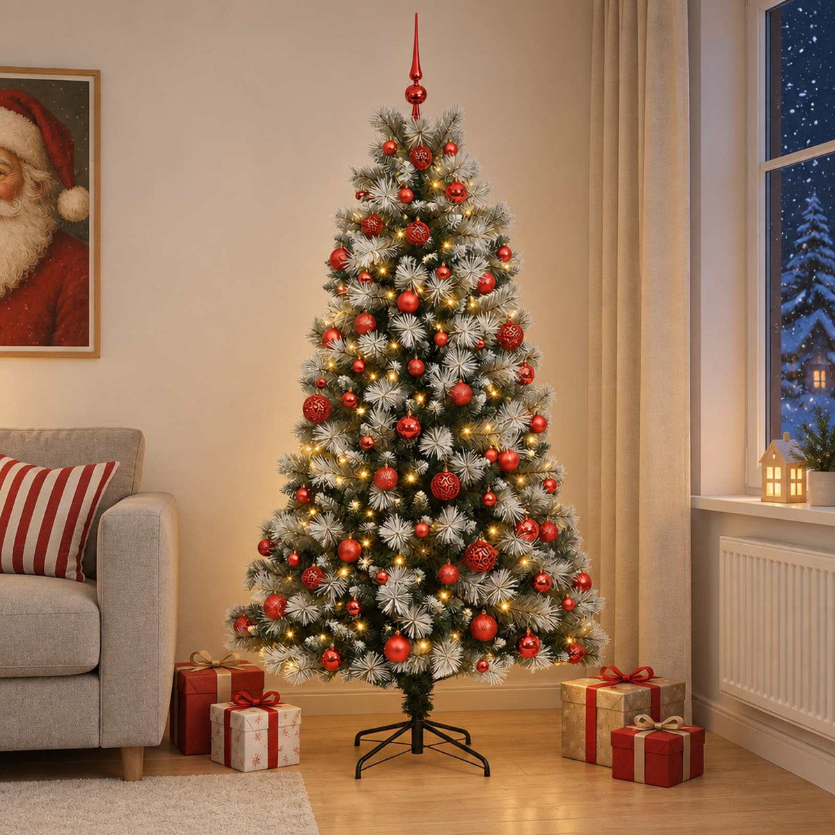 Artificial Hinged Christmas Tree Baubles LEDs