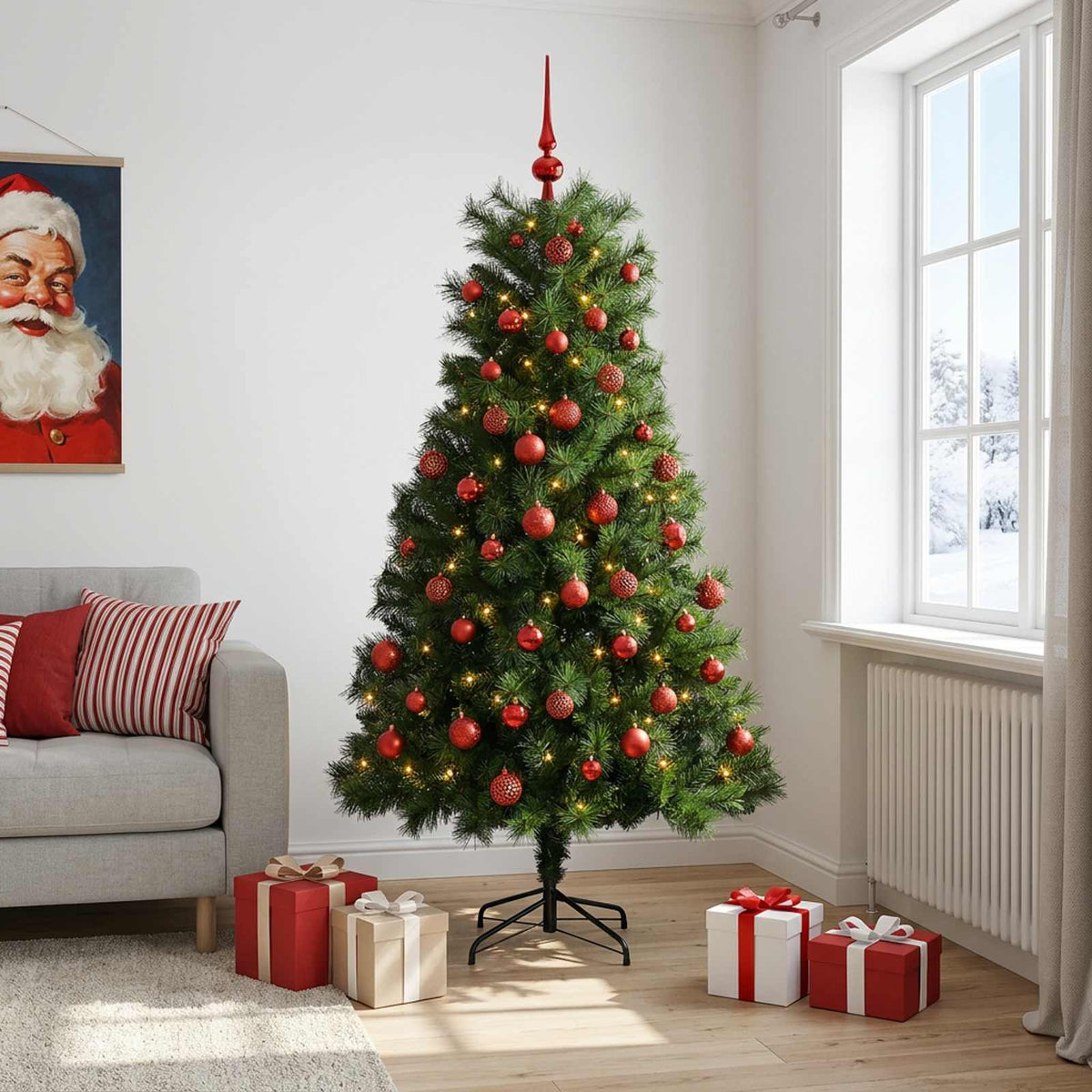 Artificial Hinged Christmas Tree Baubles LEDs