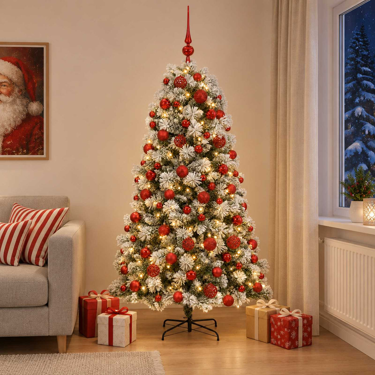 Artificial Hinged Christmas Tree Baubles LEDs