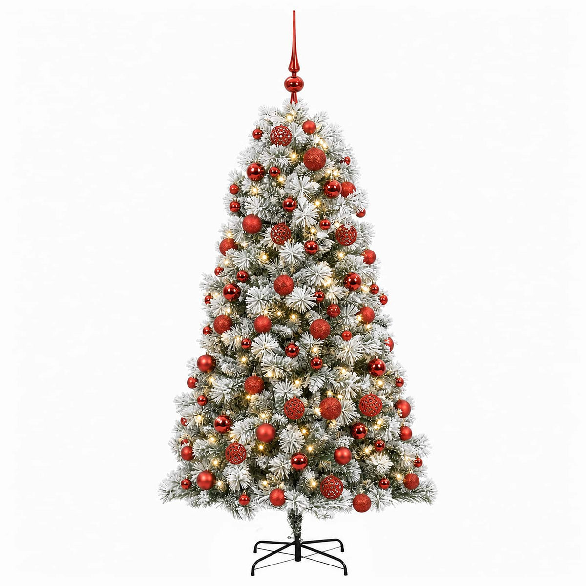 vidaXL Artificial Hinged Christmas Tree with Baubles 210 cm 300 LEDs 4