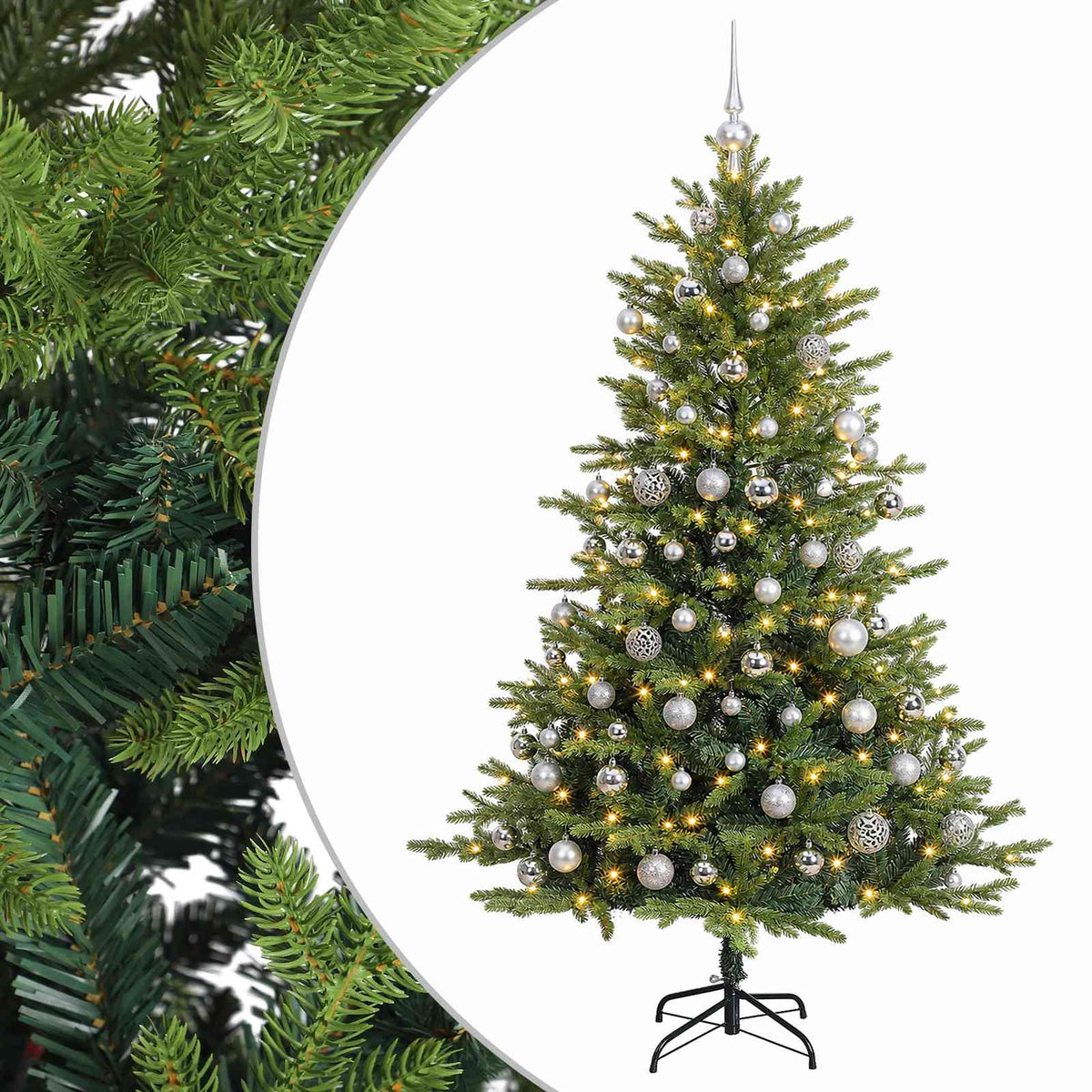 vidaXL Artificial Christmas Tree with Bauble 210 cm 300 LEDs 2
