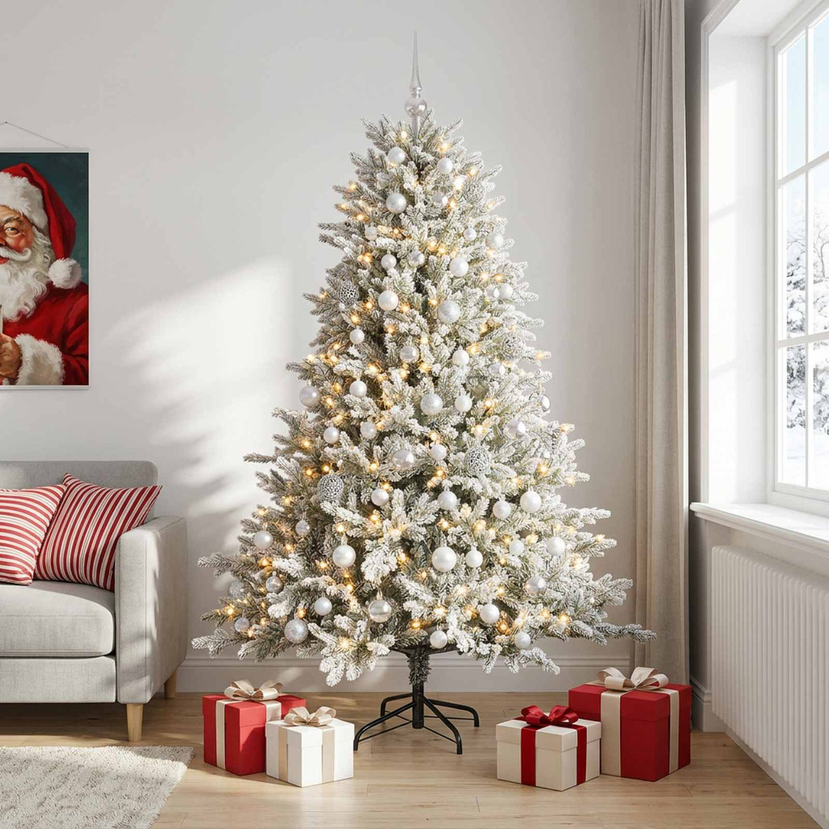 vidaXL Artificial Christmas Tree with Bauble 240 cm 300 LEDs 1