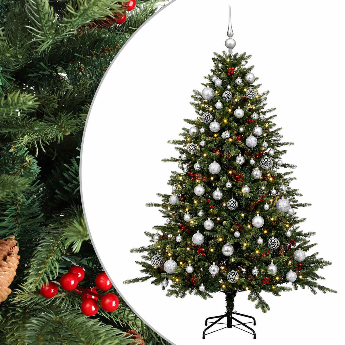 vidaXL Artificial Christmas Tree with Bauble 180 cm 300 LEDs 2