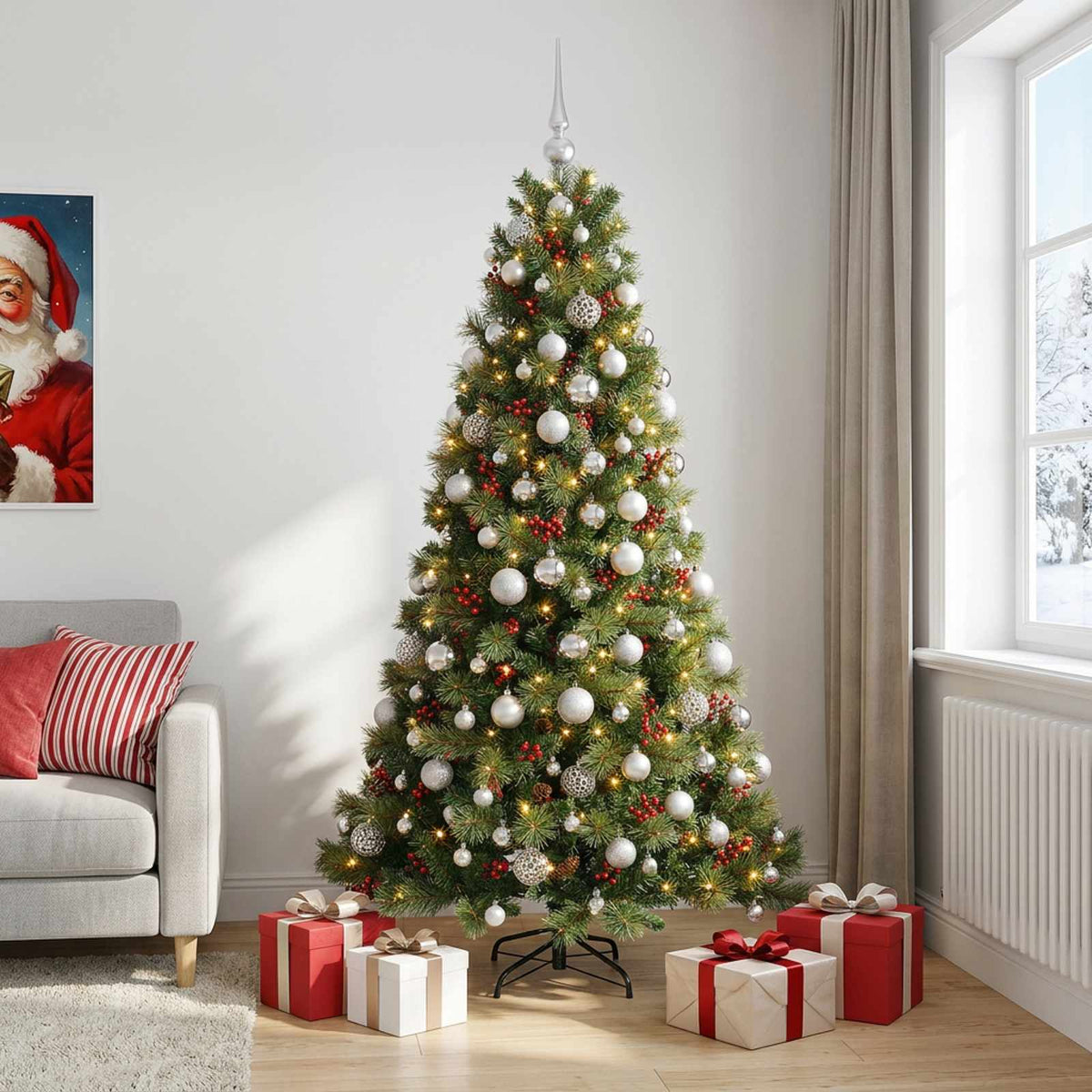vidaXL Artificial Christmas Tree with Bauble 240 cm 300 LEDs 3