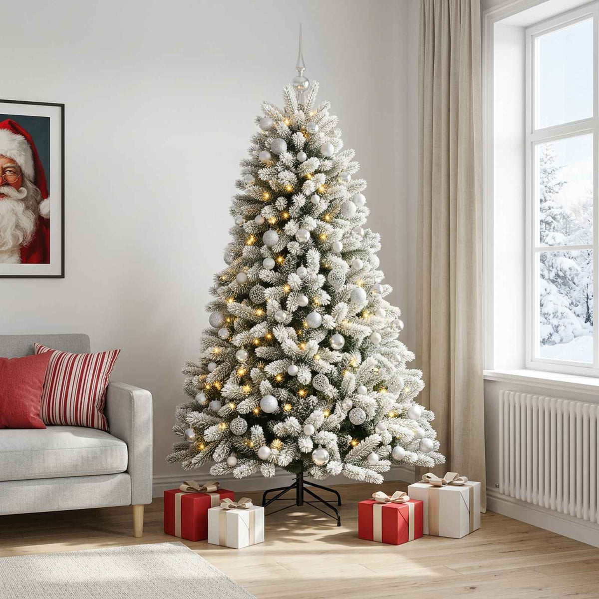vidaXL Artificial Christmas Tree with Bauble 180 cm 300 LEDs 3