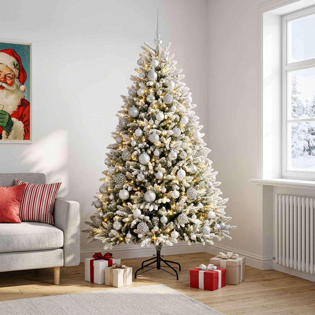 vidaXL Artificial Christmas Tree with Bauble 210 cm 300 LEDs 3