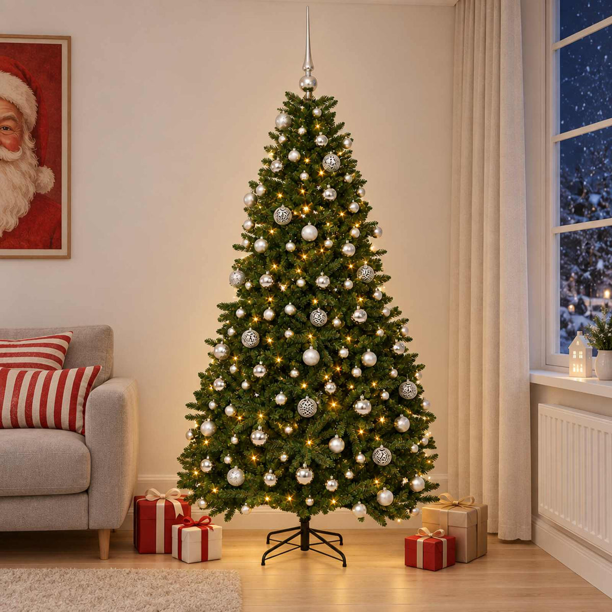 Artificial Christmas Tree Mid-green Bauble LEDs