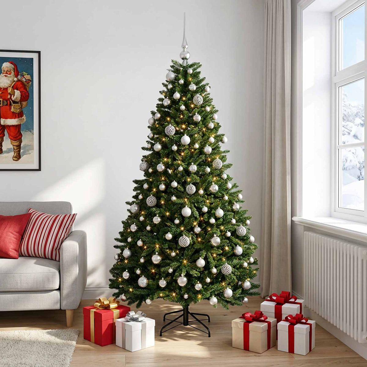 Artificial Christmas Tree Mid-green Bauble LEDs