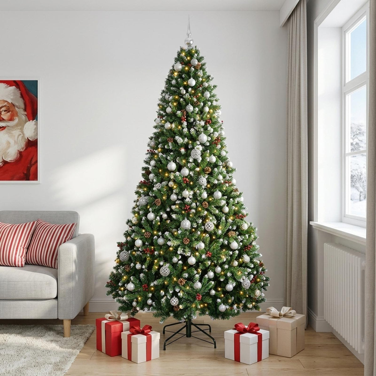 Artificial Christmas Tree Green Bauble LEDs