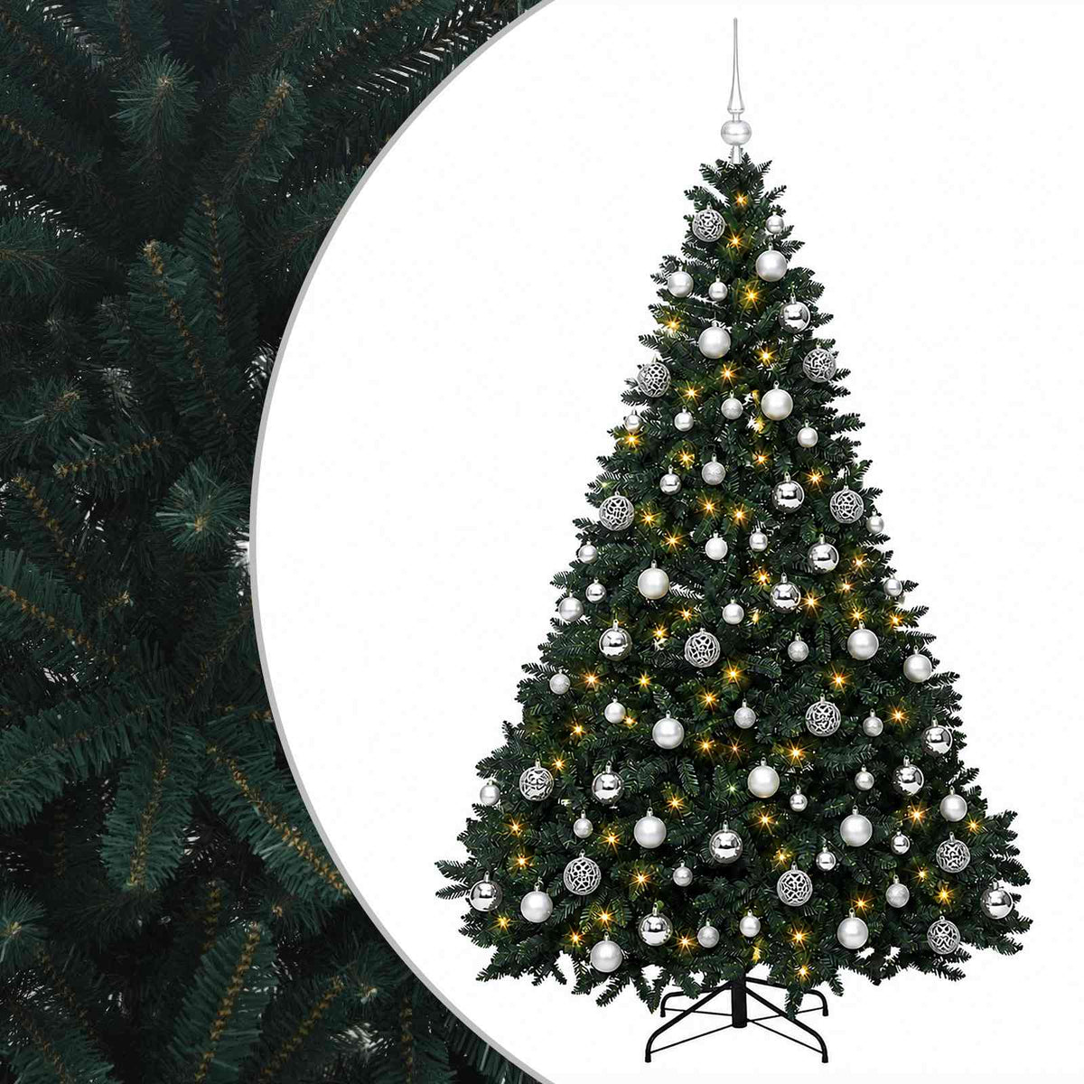 vidaXL Artificial Christmas Tree Dark Green with Bauble 240 cm 2