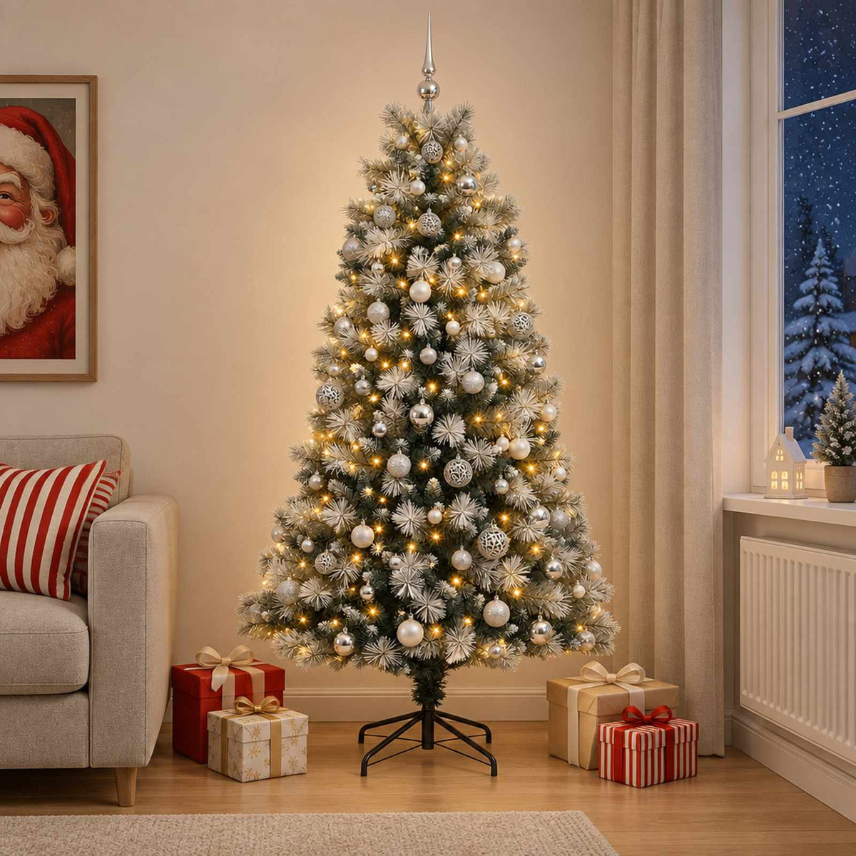 Artificial Hinged Christmas Tree Baubles LEDs