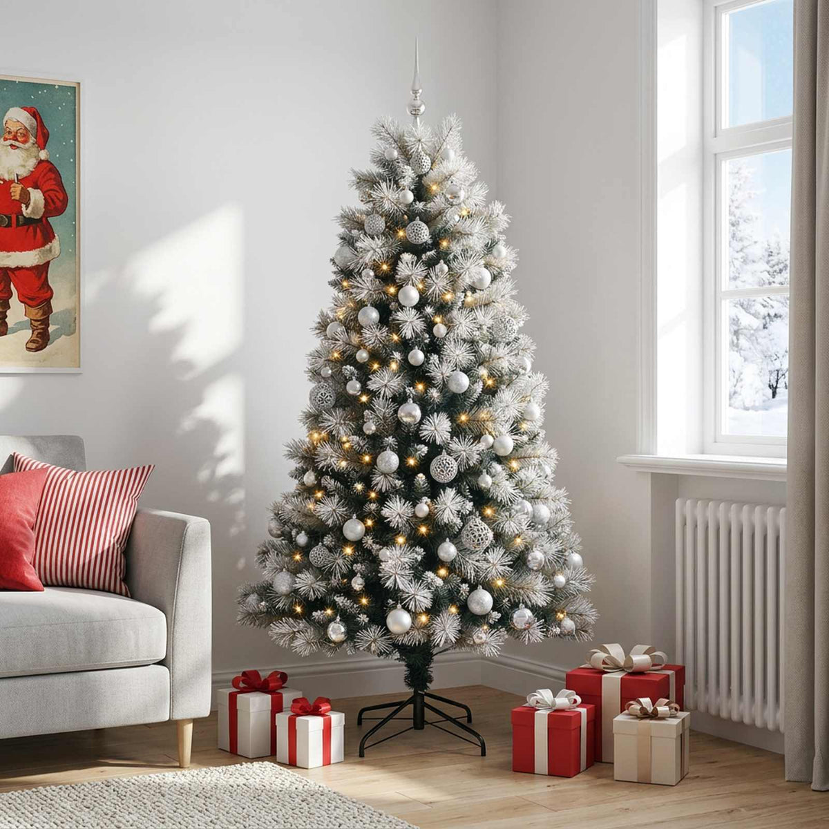 Artificial Hinged Christmas Tree Baubles LEDs