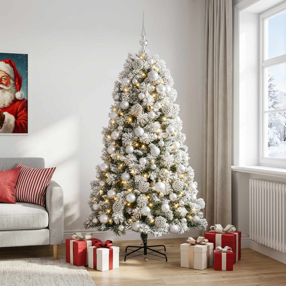Artificial Hinged Christmas Tree Baubles LEDs