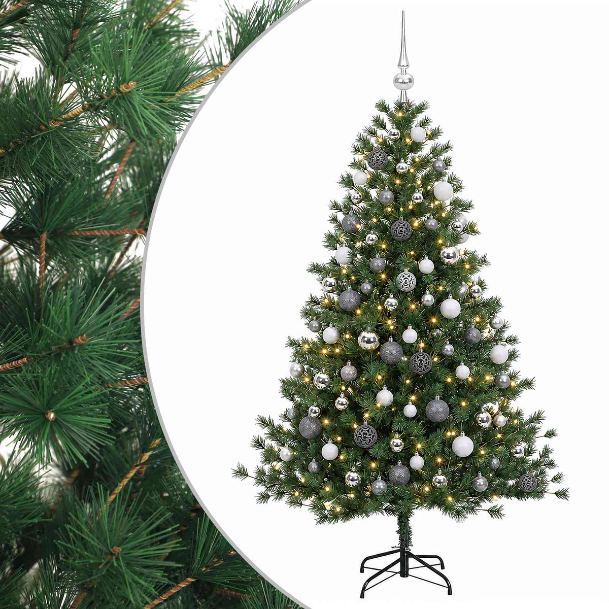 vidaXL Artificial Christmas Tree with Bauble 240 cm 300 LEDs 2