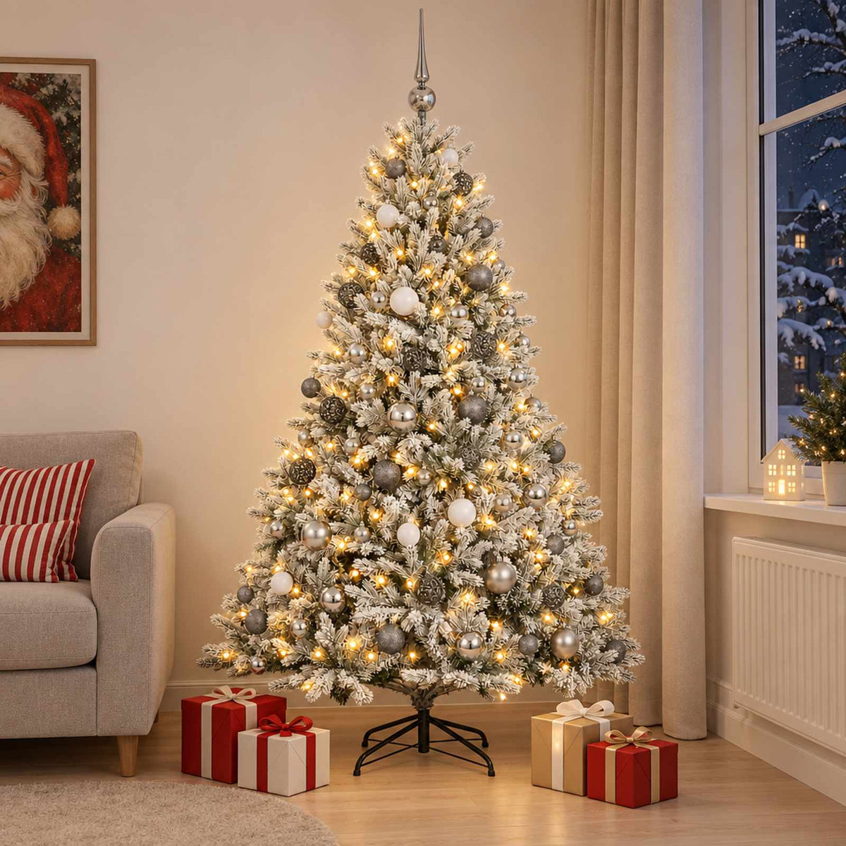 vidaXL Artificial Christmas Tree with Bauble 210 cm 300 LEDs 1
