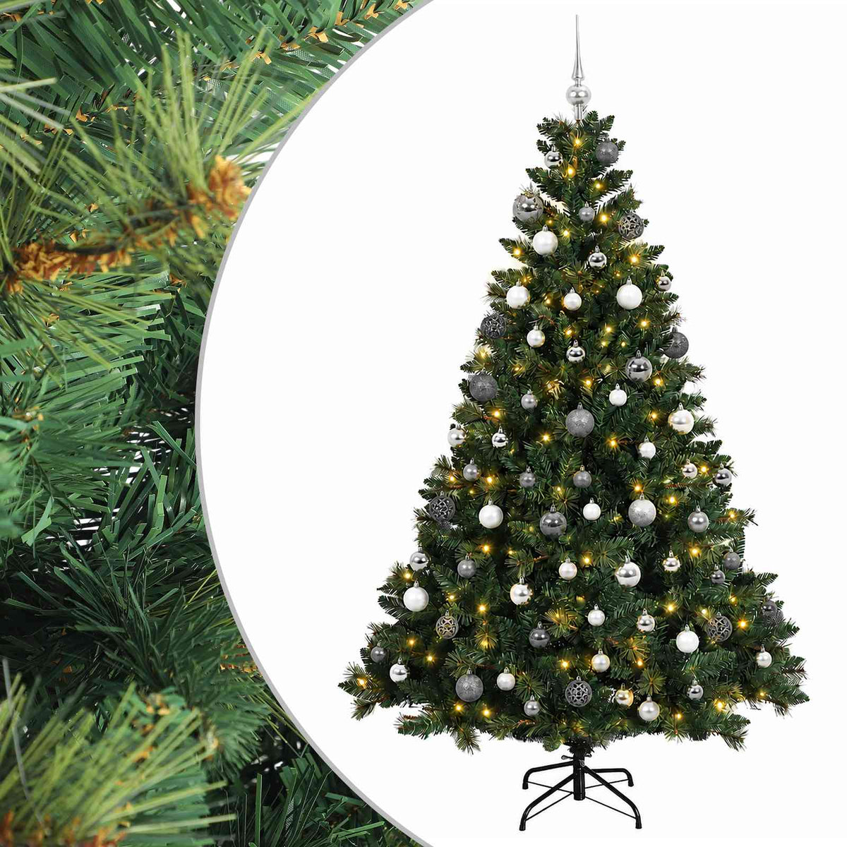 vidaXL Artificial Christmas Tree with Bauble 210 cm 300 LEDs 2
