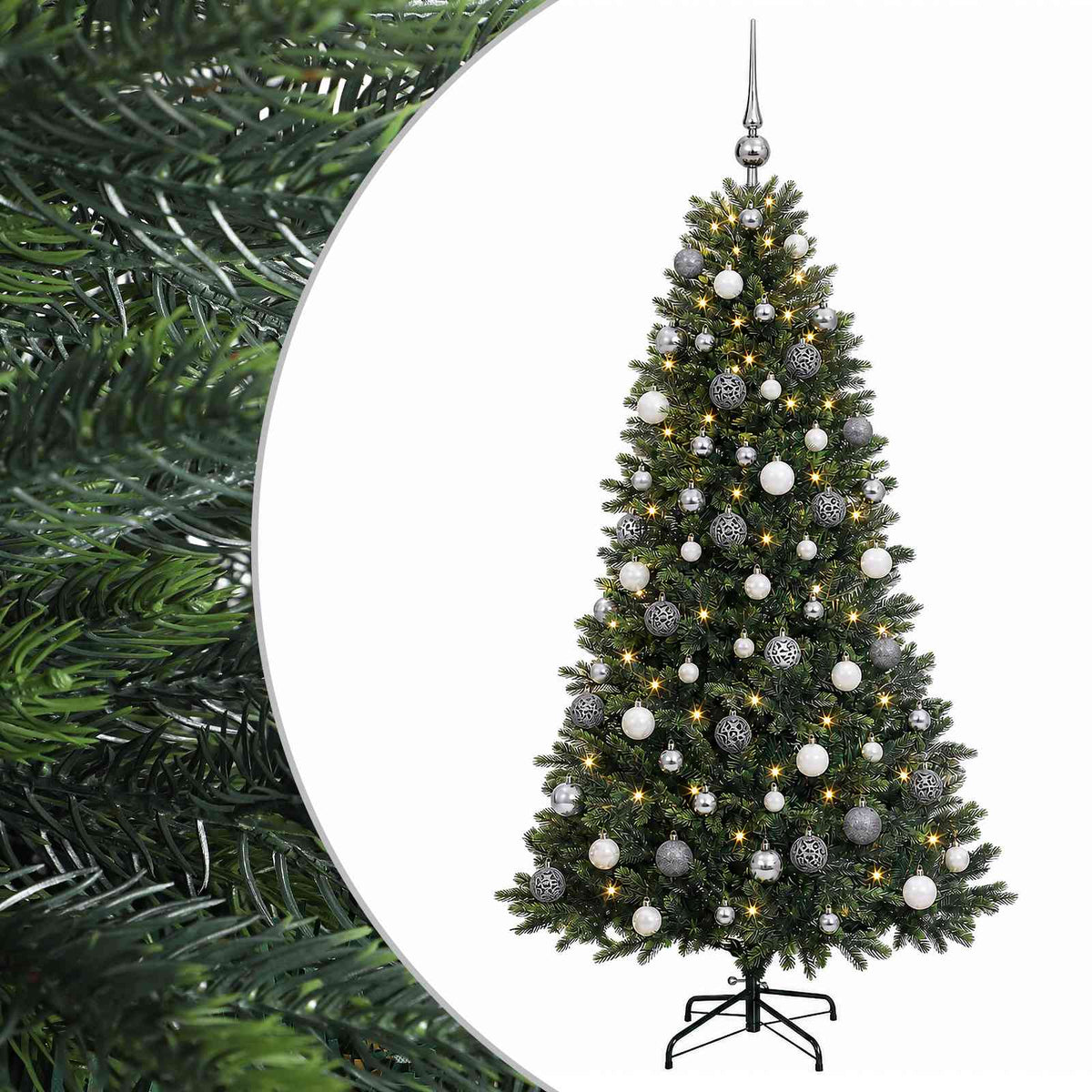 vidaXL Artificial Christmas Tree with Bauble 240 cm 300 LEDs 2