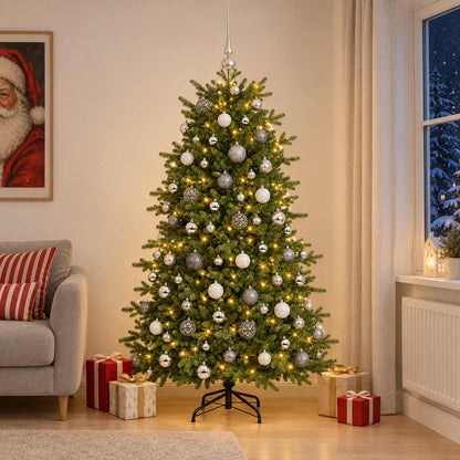 vidaXL Artificial Christmas Tree with Bauble 240 cm 300 LEDs 1