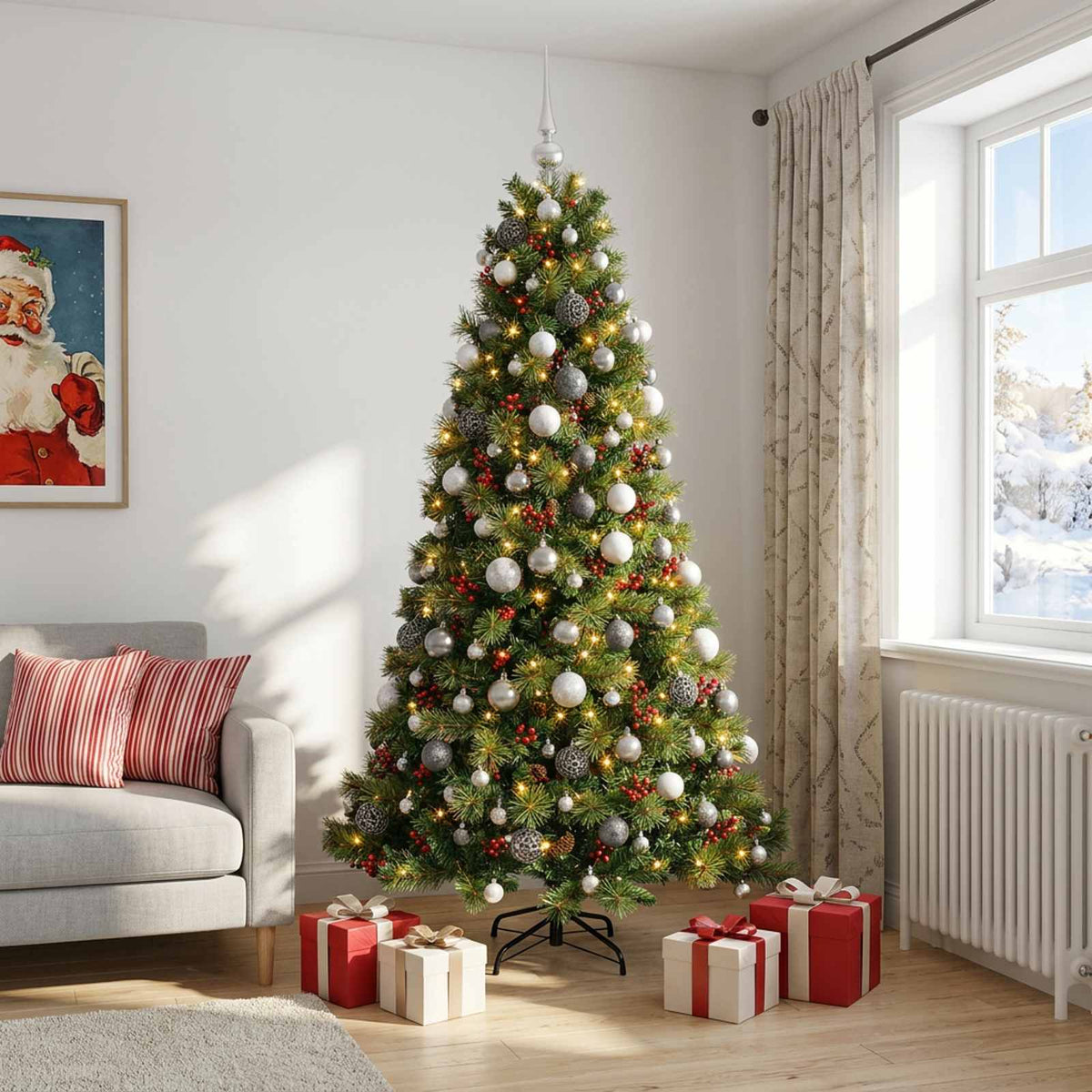 vidaXL Artificial Christmas Tree with Bauble 180 cm 300 LEDs 3