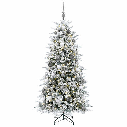 vidaXL Artificial Hinged Christmas Tree 240 cm 300 LEDs Warm White 4