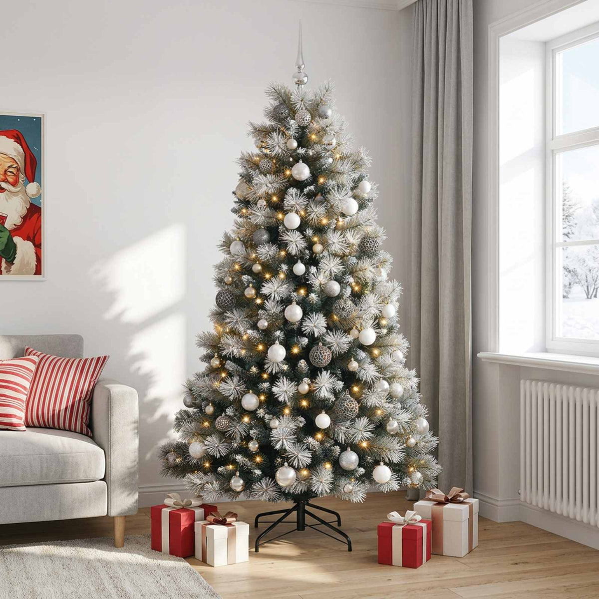 Artificial Hinged Christmas Tree Baubles LEDs