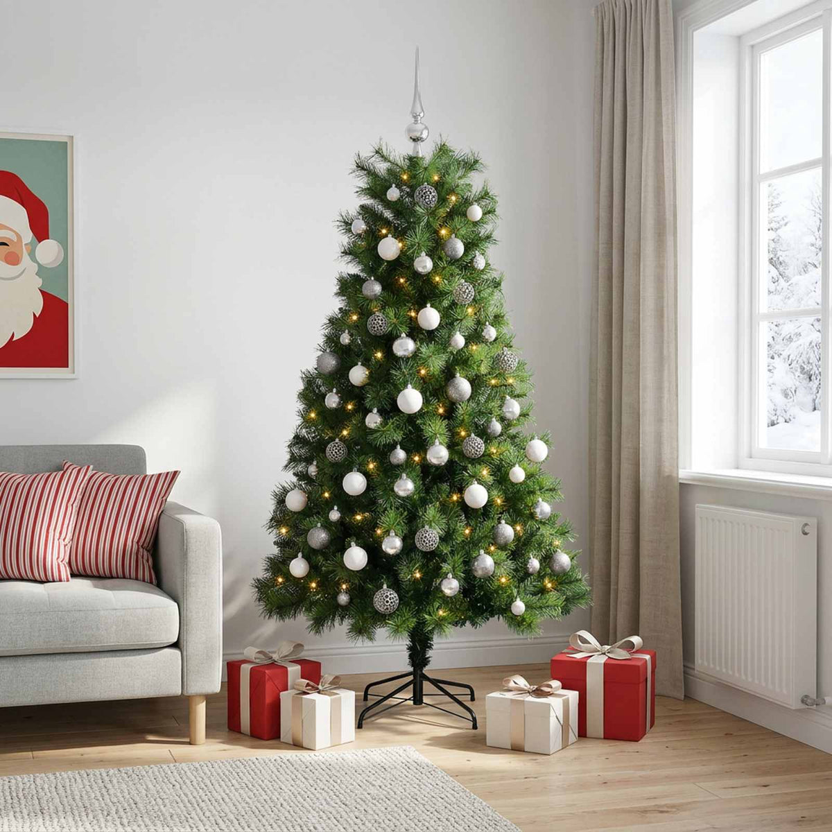 Artificial Hinged Christmas Tree Baubles LEDs