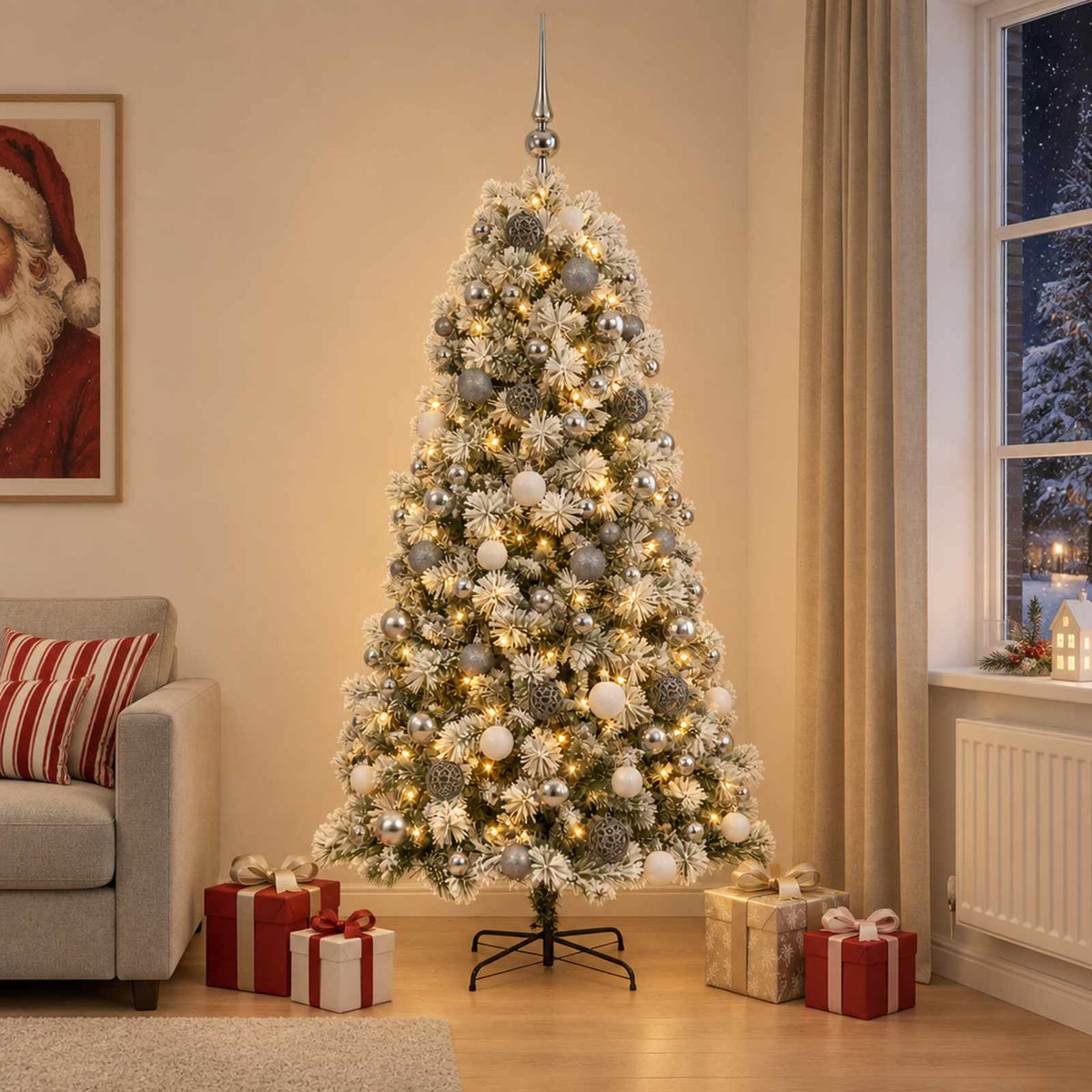 Artificial Hinged Christmas Tree Baubles LEDs