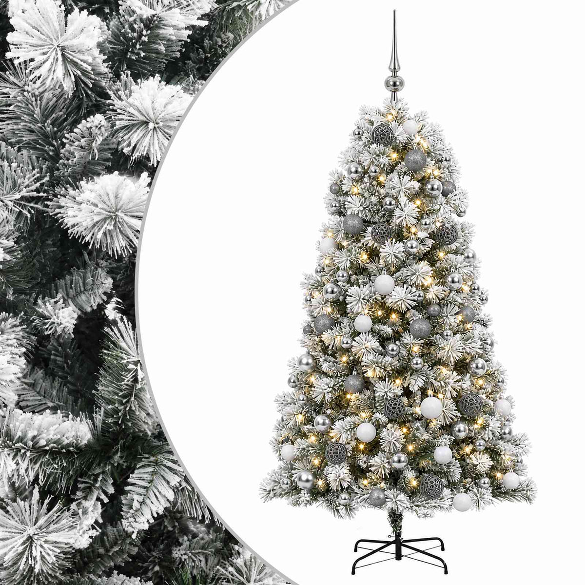 vidaXL Artificial Hinged Christmas Tree with Baubles 240 cm 300 LEDs 2
