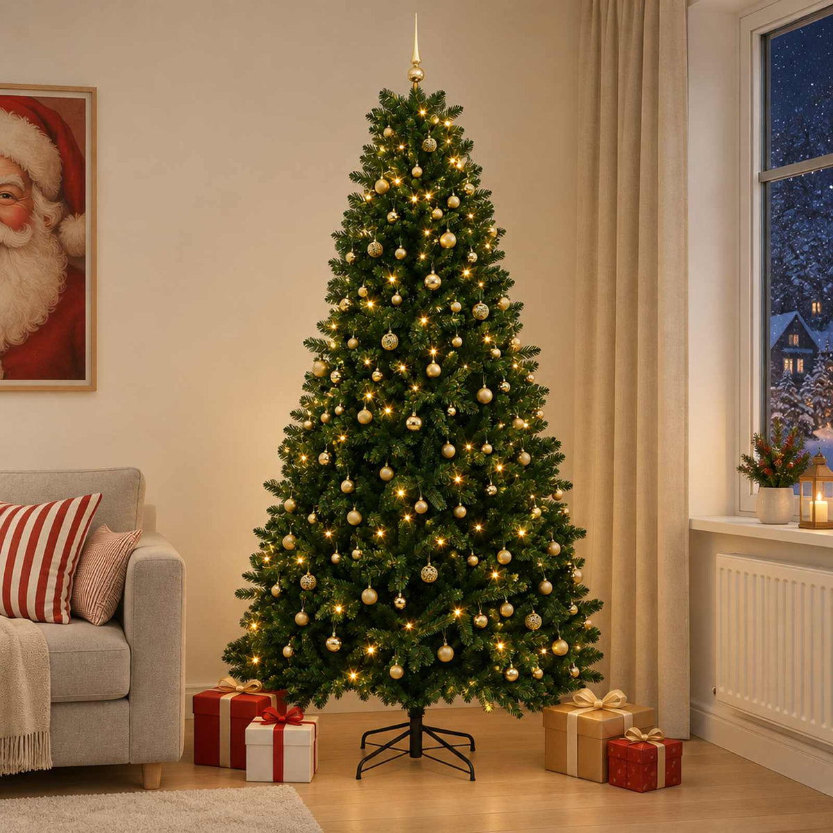Artificial Christmas Tree Mid-green Bauble LEDs