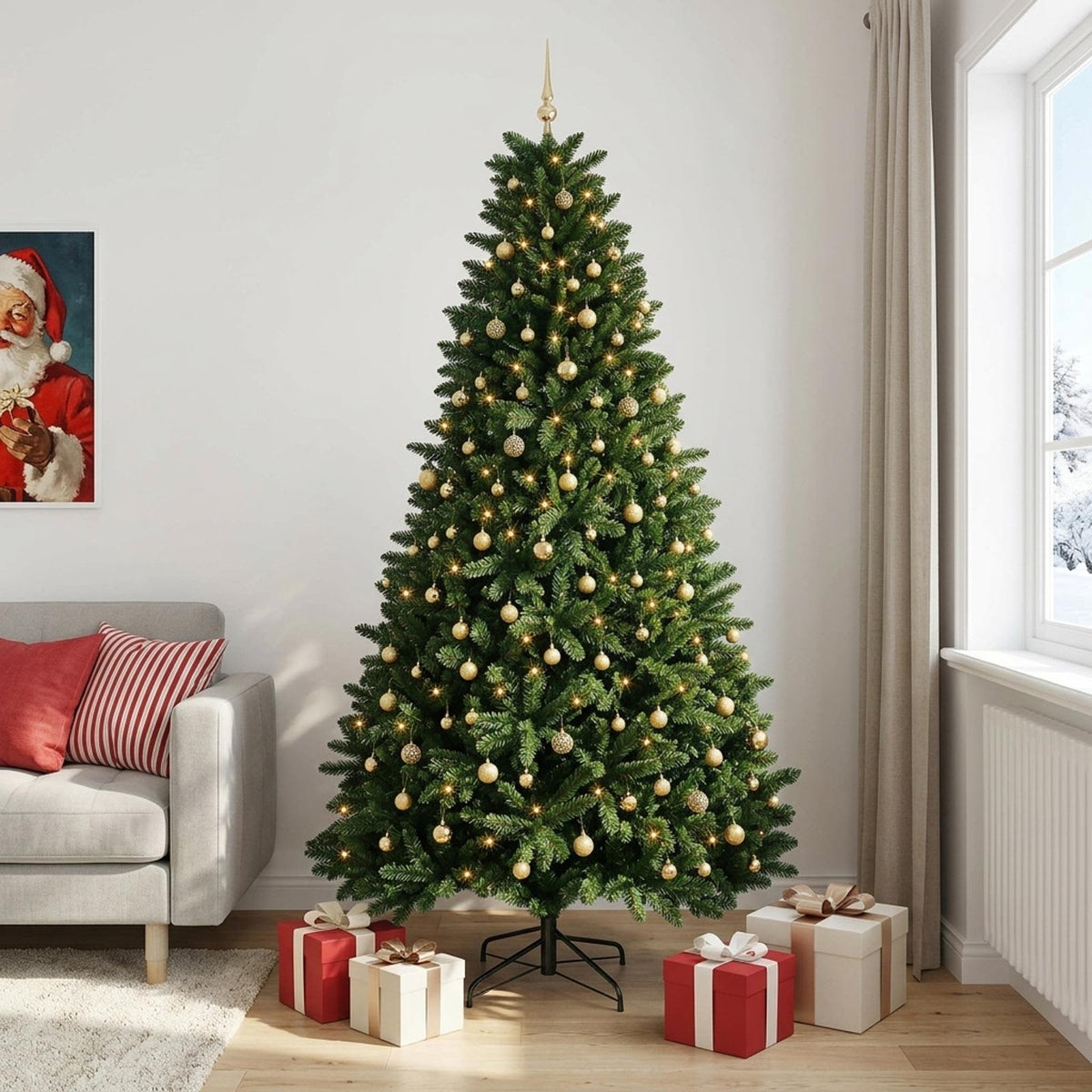 vidaXL Artificial Christmas Tree Mid-green with Bauble 300 cm 600 LEDs 3