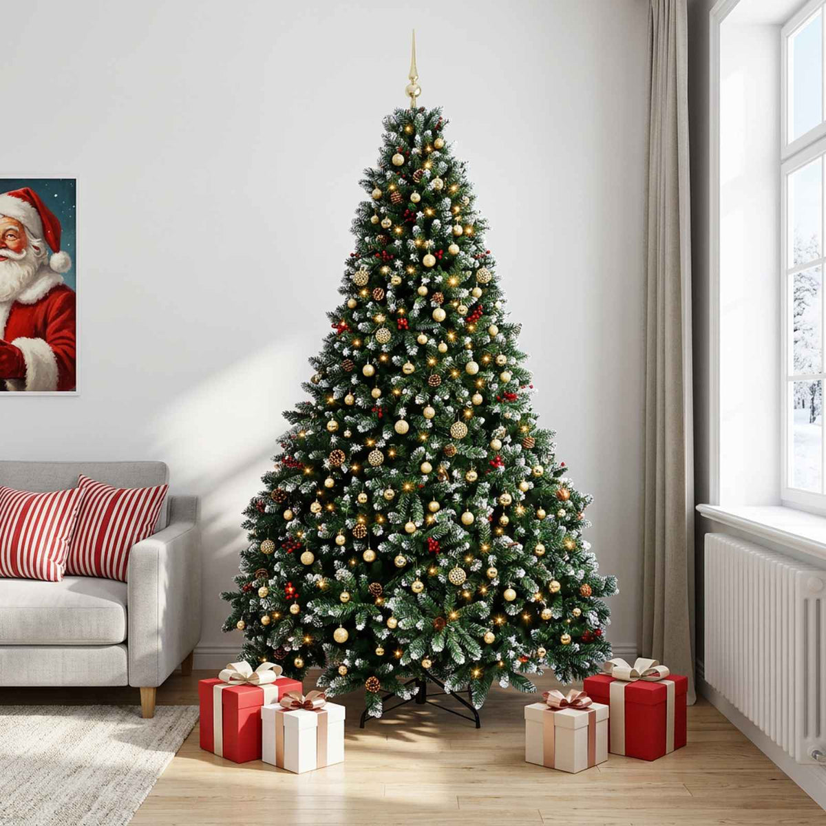 vidaXL Artificial Christmas Tree Green with Bauble 300 cm 600 LEDs 3