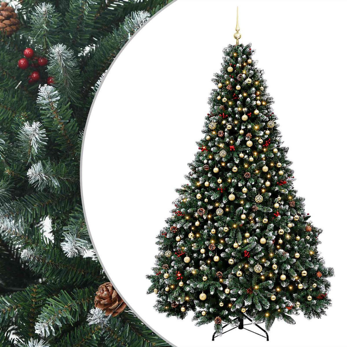 vidaXL Artificial Christmas Tree Green with Bauble 300 cm 600 LEDs 2