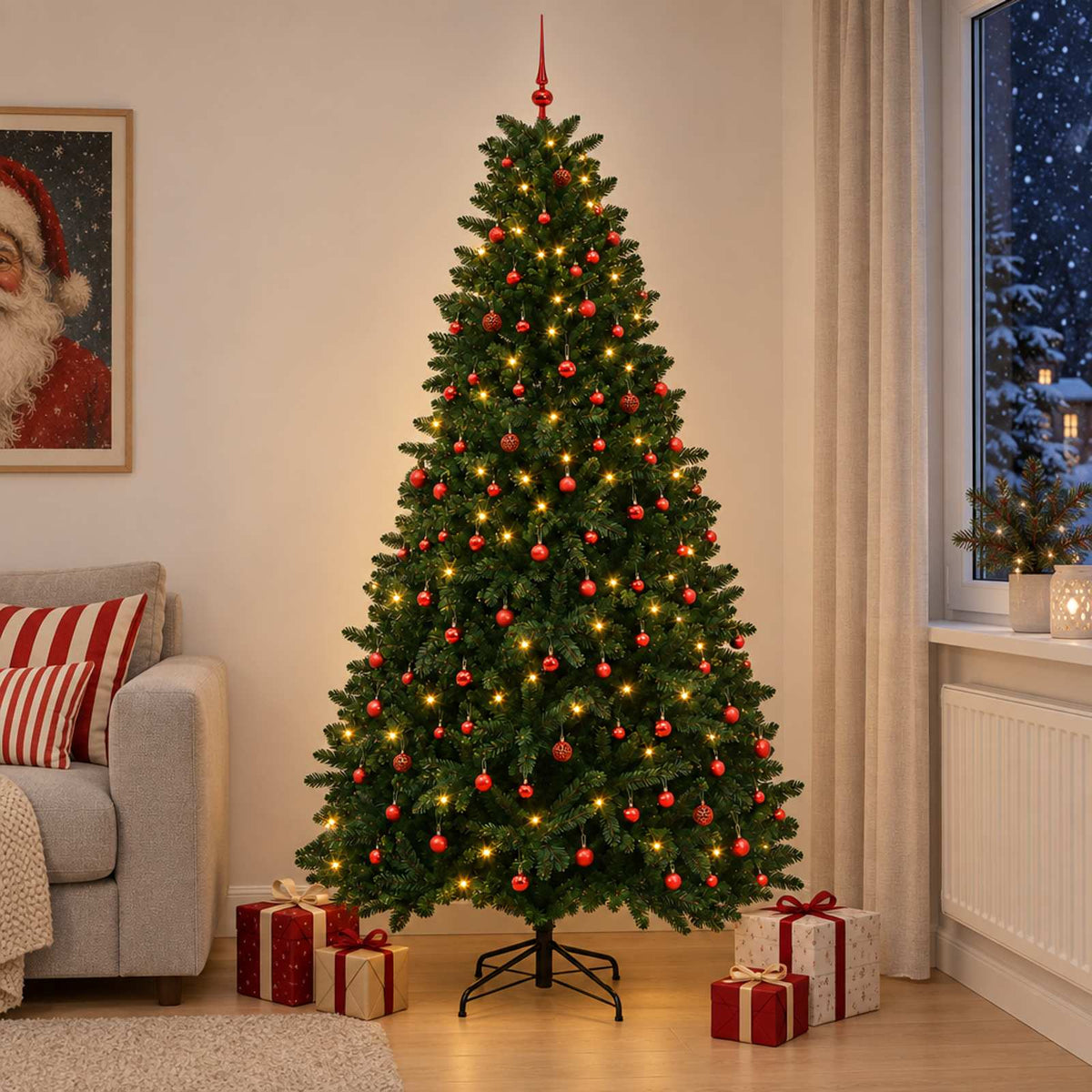 Artificial Christmas Tree Mid-green Bauble LEDs