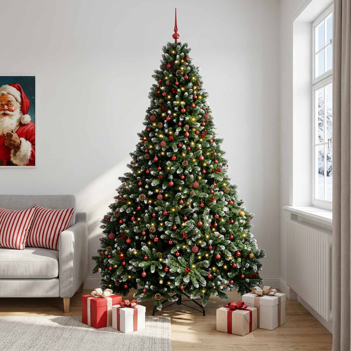 vidaXL Artificial Christmas Tree Green with Bauble 300 cm 600 LEDs 3