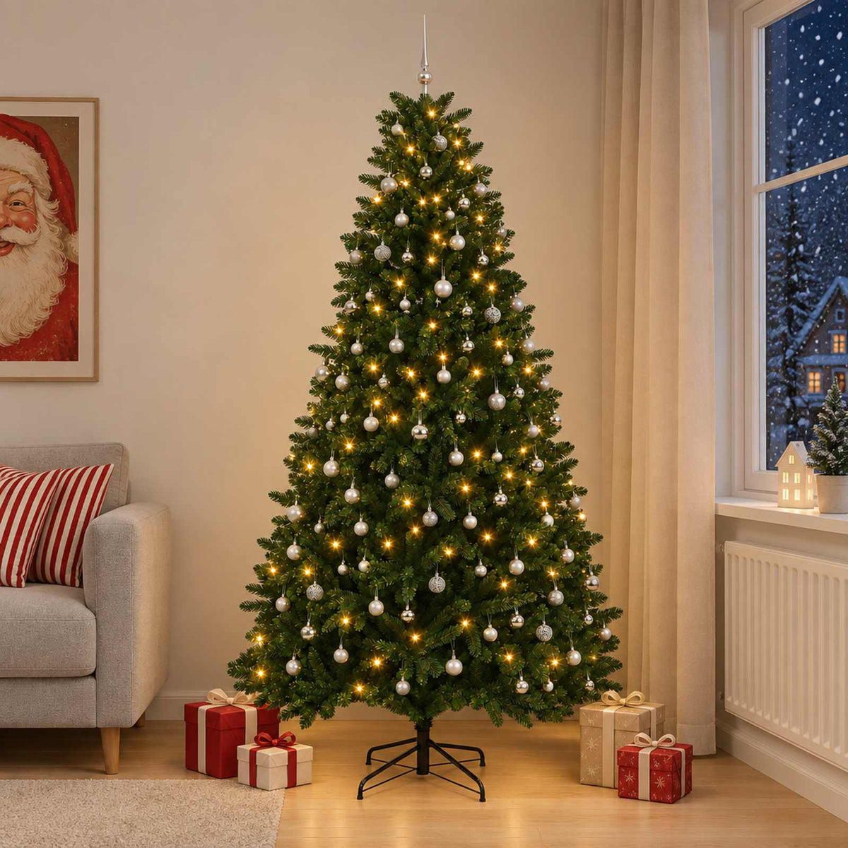 Artificial Christmas Tree Mid-green Bauble LEDs