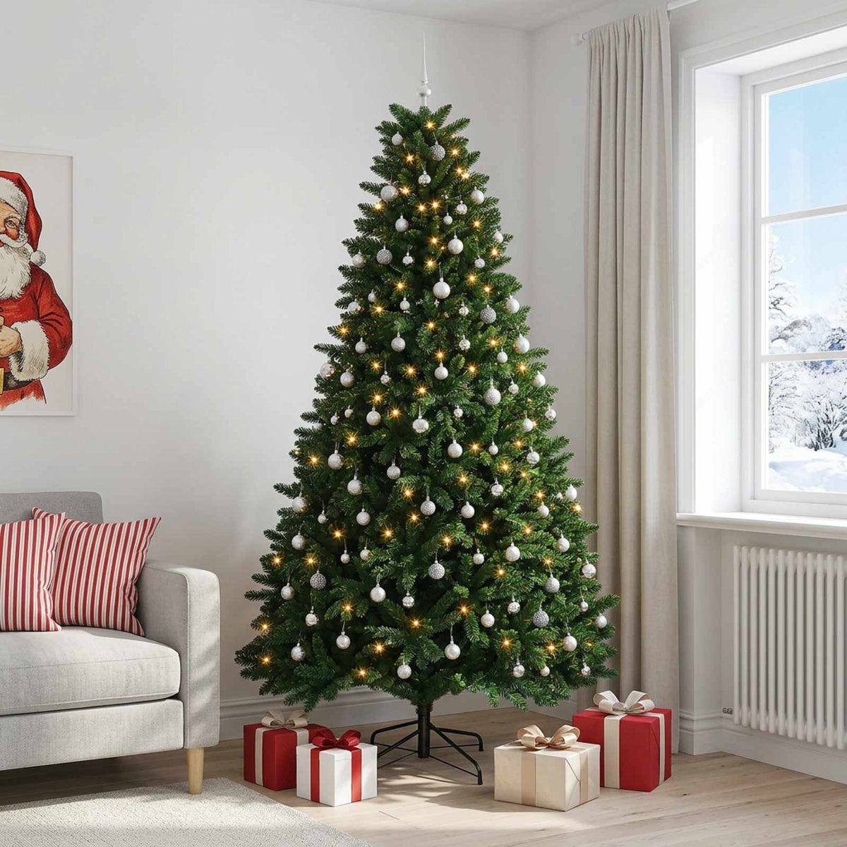 Artificial Christmas Tree Mid-green Bauble LEDs